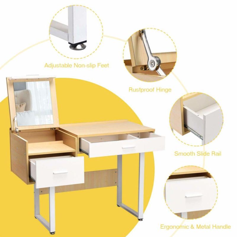 2 in 1 Dresser with 5 Storage Compartments for Dressing