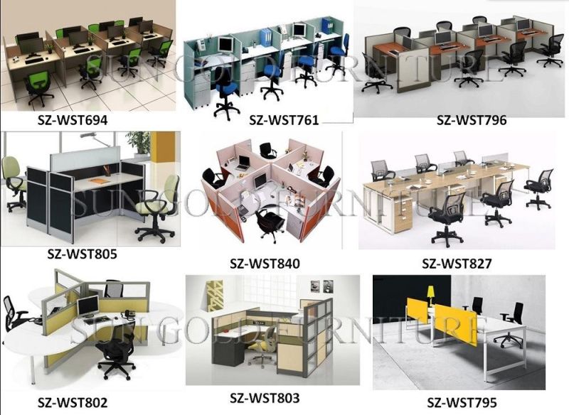 Green Open 6 Person Straight Office Workstation Table with Metal Leg