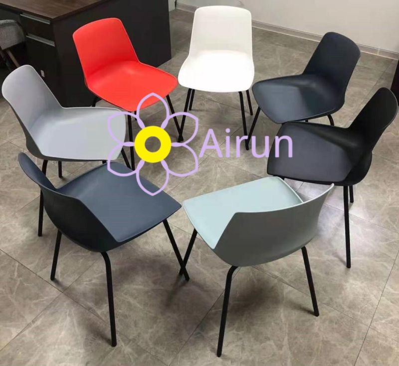 China Factory Modern Home Furniture Bowl Seat Metal Leg Black PP Plastic Dining Room Chairs