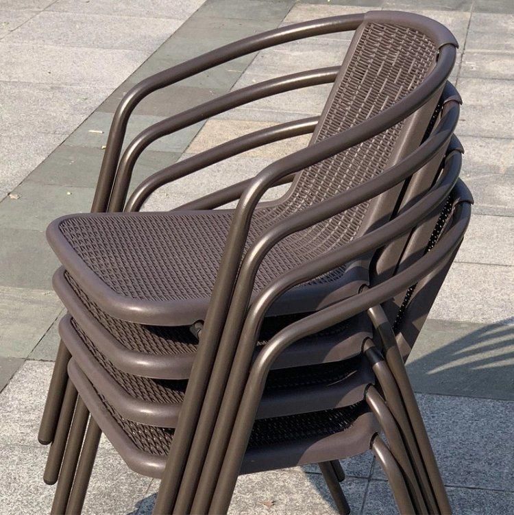 Modern Garden Outdoor Furniture PP Plastic Rattan Stackable Chairs