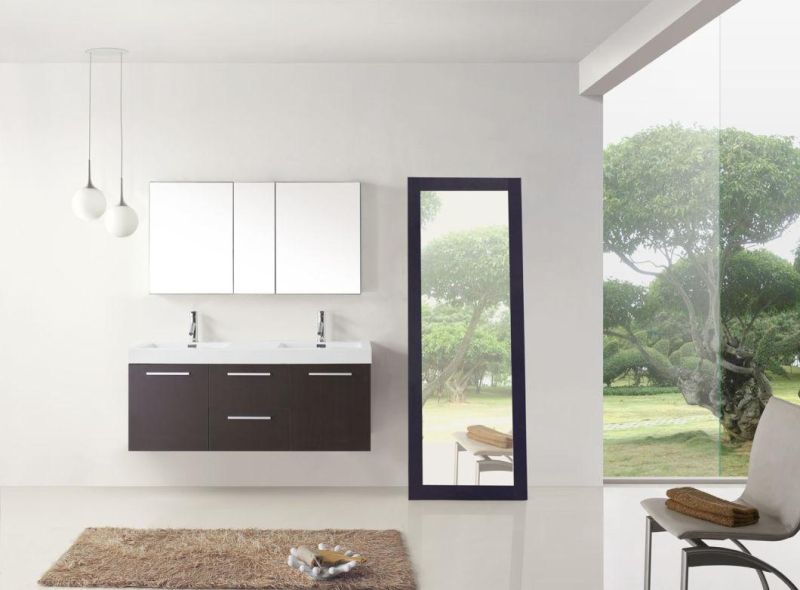 China Factory Diretly Wholesale Latest Wall-Mounted Bathroom Cabinet with Double Sinks