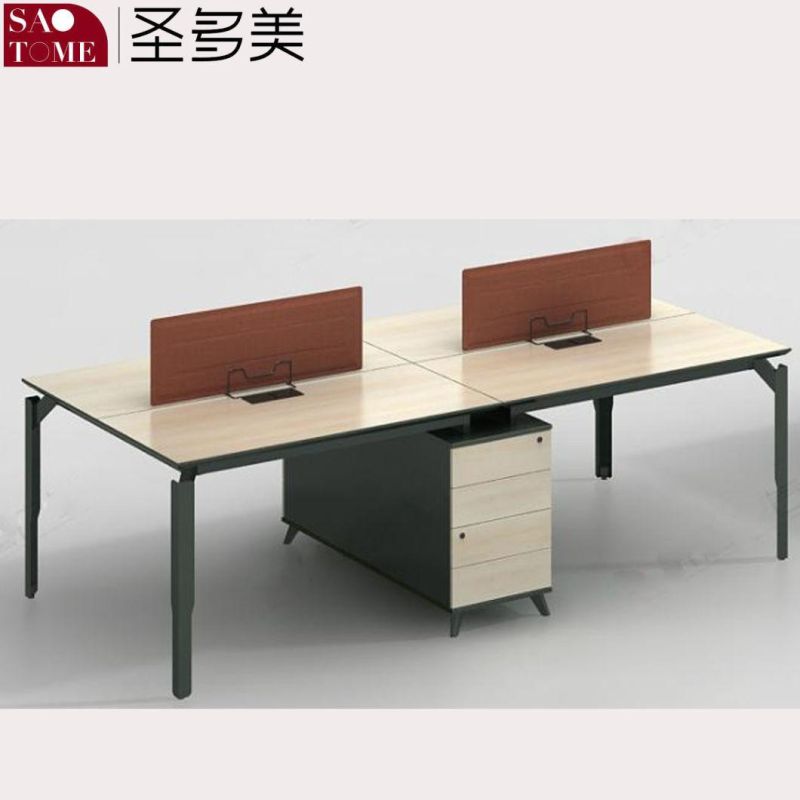 Set of Four-Person Desks with Cabinets in Office Furniture