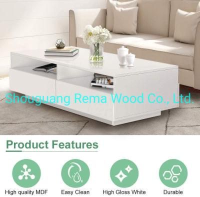 Modern White Glossy Coffee Table Cocktail Table End Table for Living Room Home Office Furniture