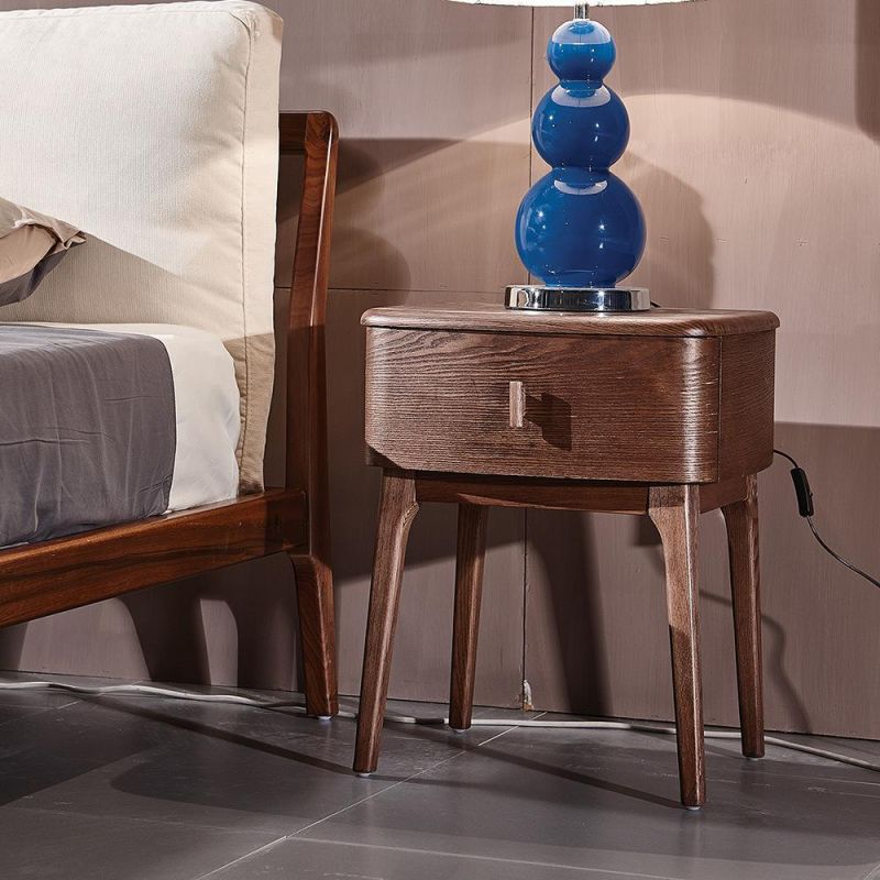 American Ash Solid Wood Nightstand Round Edge Night Table