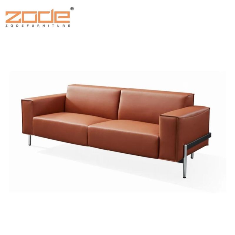 Zode Modern Sectional 2 Seater Leather Reddish Brown Sofa European Style House Living Room Sofa