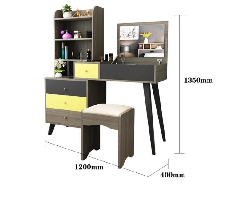 Nordic Dressing Table and Stool Combination Simple Modern Bedroom Small Apartment Dressing Table Plate Table 0003