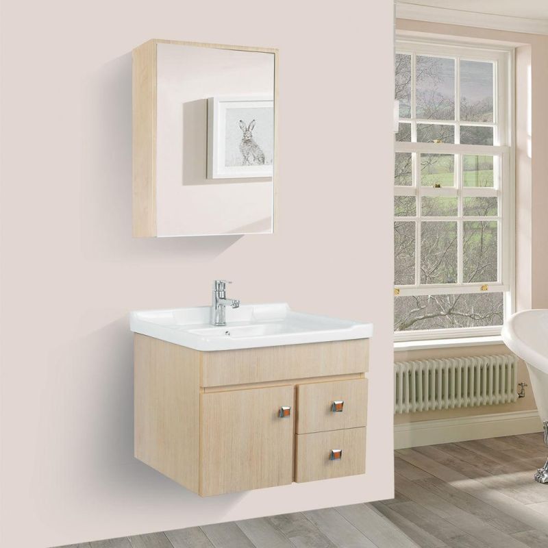 Brown PVC Bathroom Furniture Bathroom Cabinet with Mirror Cabinet