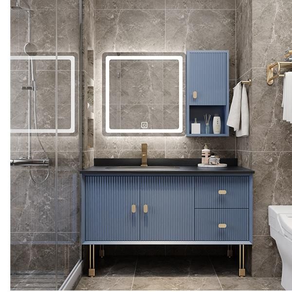 Rockboard Light Luxury Modern Smart Bathroom Vanity Simple Solid Wood Floor Cabinet Bathroom Sink Washbasin Cabinet Combination