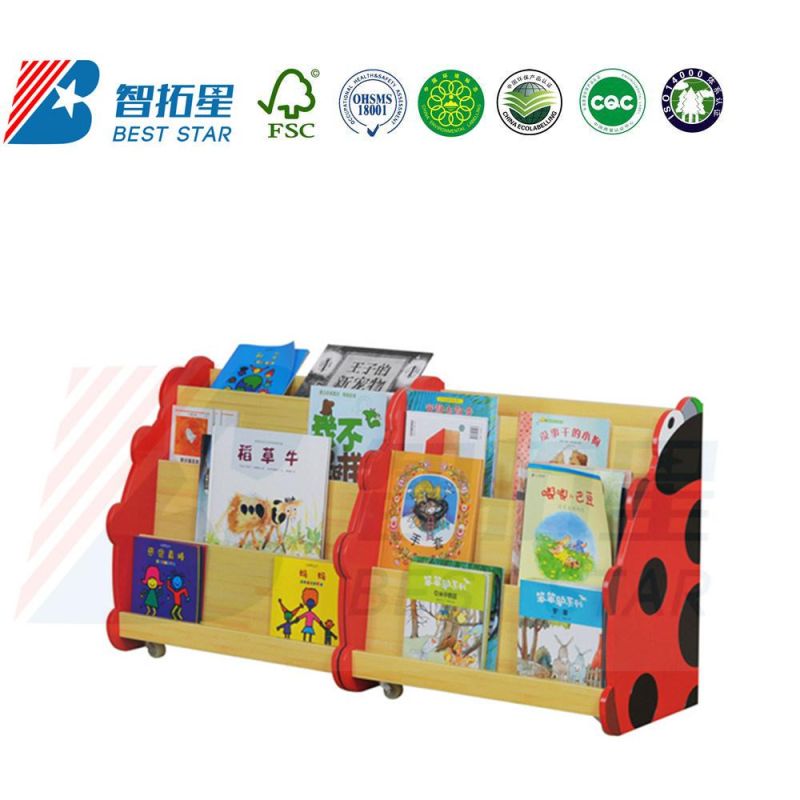 Kindergarten and Preschool Furniture, Cartoon Kids Bookcase, Cartoon Book Storage Cabinet, School Library Book Rack, Wood Display Children Storage Bookshelf