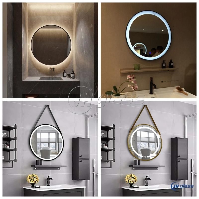 Luxury Bathroom Mirror Stainless Steel Frame Mirror for Entryway Home Decoration Round Shape Vanity Mirror