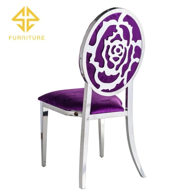 Stainless Steel Hotel Event Furniture Gold Metal Frame Velvet Cushion Wedding Chairs for Dining