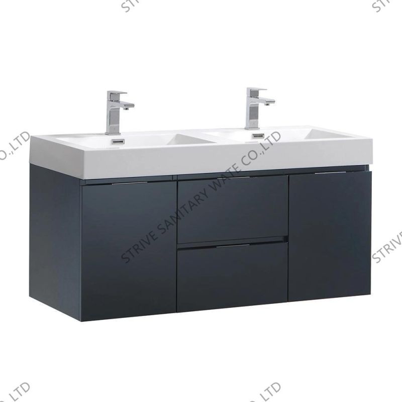 48" Wall Mounted Hot Selling Modern Double Sink Bathroom Vanity with Marble Countertop