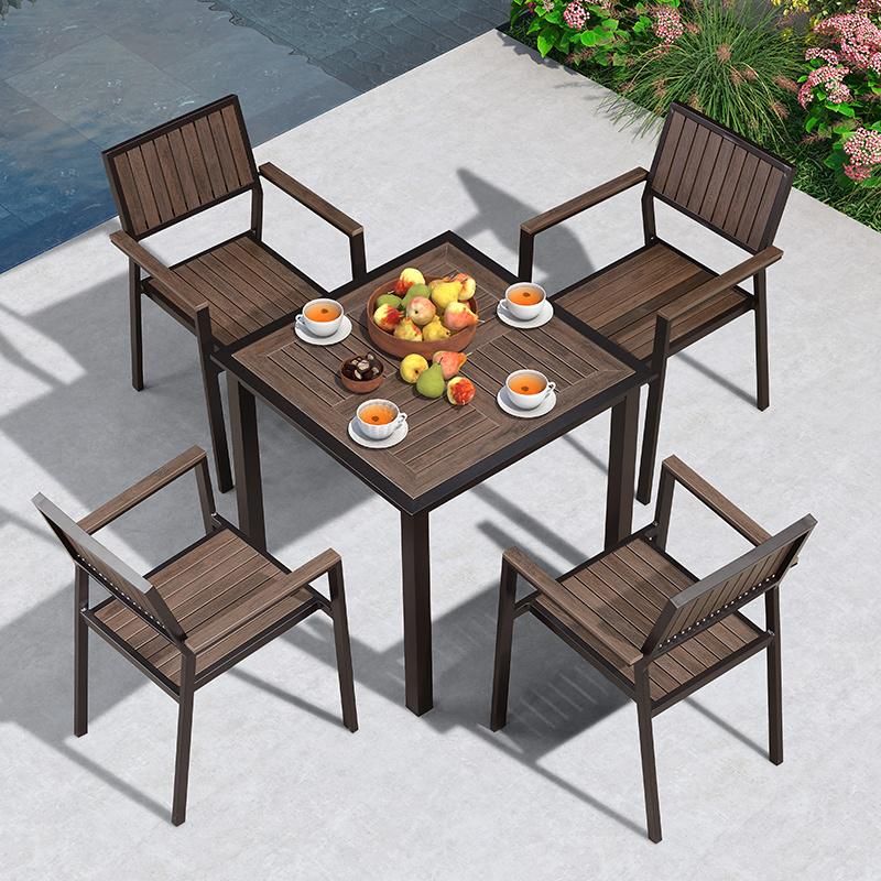 Customized Outdoor Modern Home Hotel Restaurant Villa Aluminum Plastic Wood Chair and Table Garden Patio Dining Furniture