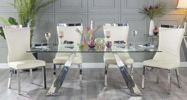 Simple Design Glass Top Dining Table for Home Furniture