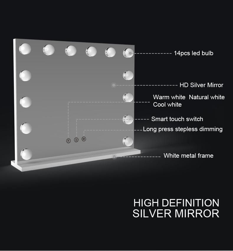 Dimmable Brightness High Definition LED Bathroom Mirror Hollywood Mirror for Women