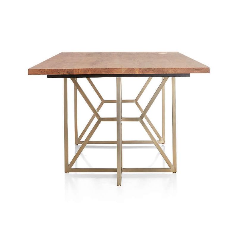 Luxury Modern Rectangle Ash Solid Wood Top Stainless Steel Base Dining Restaurant Home Hotel Table