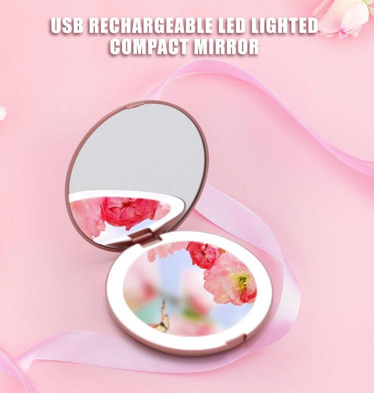 High Definition Foldable Pocket Mirror Rechargeable 1000mAh Battery Inbuilt Standing Mirror