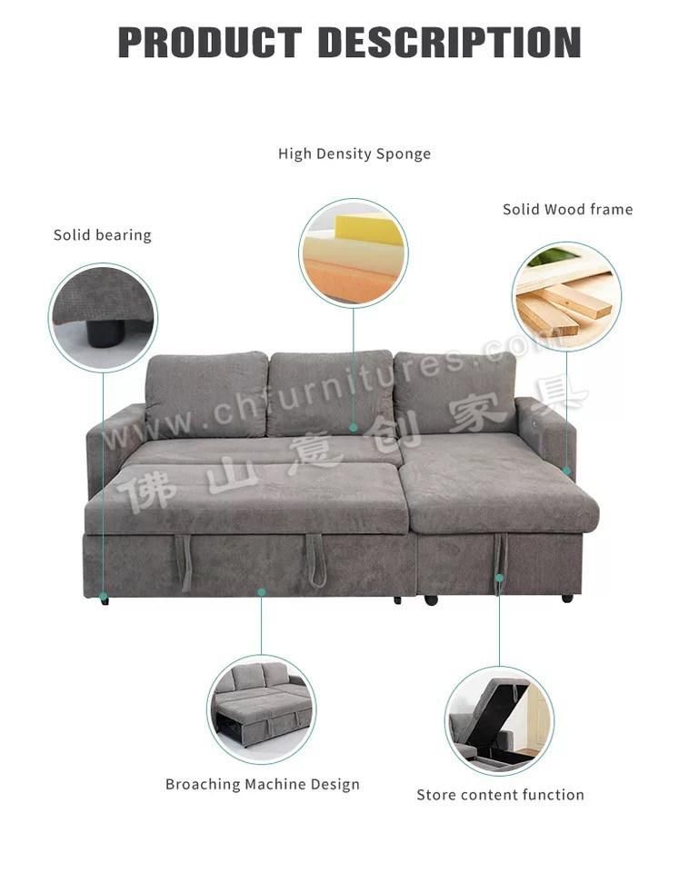 Hyc-Sf02 Modern Home Furniture Fabric Sleeping Sectional Sofa Set Iving Room Sofas