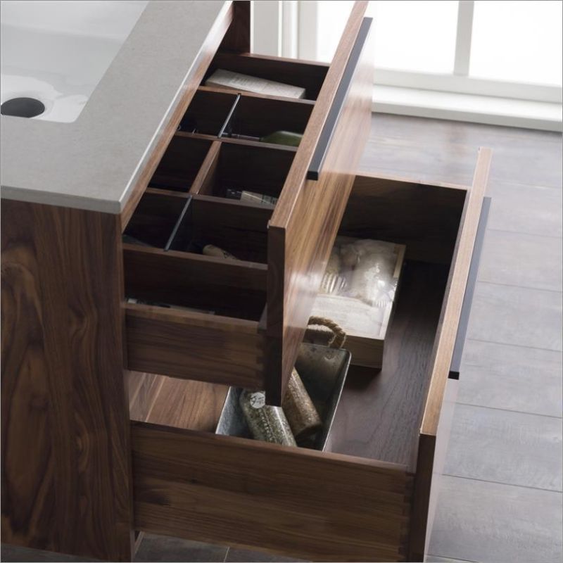 Solid Wood Bathroom Vanity with Ceramics Countertop Modern