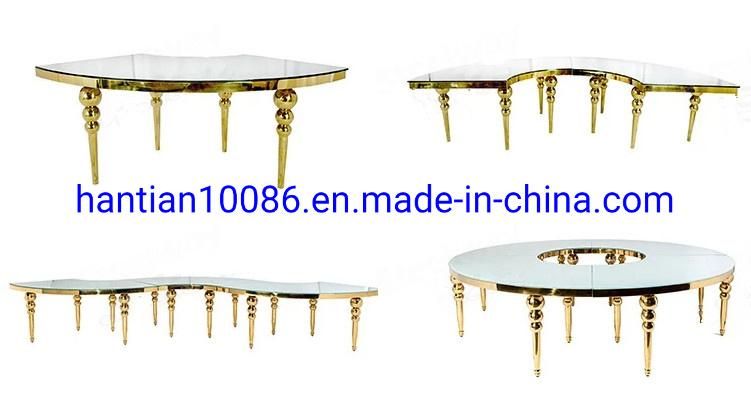 Gold Round Hotel Luxury Glass Banquet Hall Dining Table for Wedding