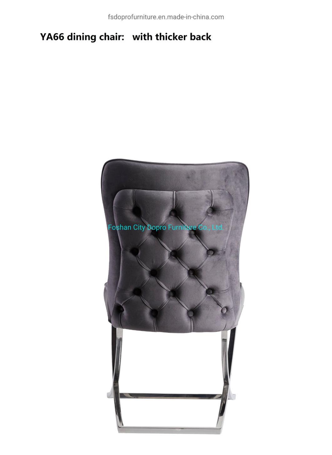 Dopro Modern / Contemporary High Quality Stainless Steel Polished Silver Velvet Fabric Dining Chair