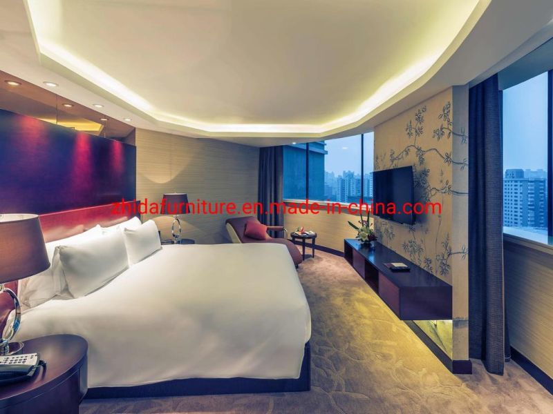 5 Star Commercial Hotel Bedroom Furniture King Size Bed with Bed End Stool China Manufacturer for Hilton VIP Room