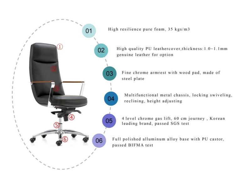 Zode Modern Home/Living Room/Office Furniture Middle-Back Simple Luxury Leather Boss Ergonomic Computer Chair