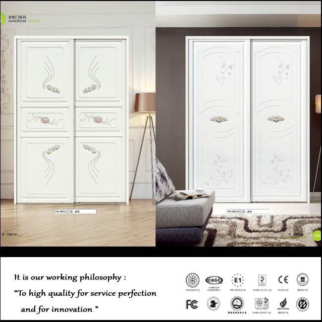 Modern White Leather Sliding Wood Wardrobe