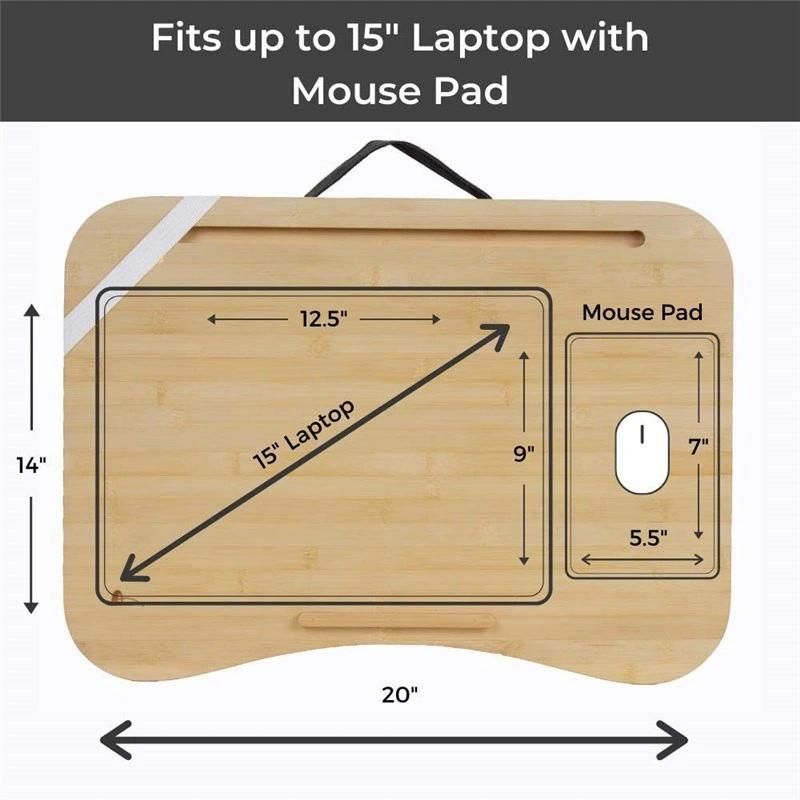 Bamboo Laptop Stand with Tablet Phone Holder Soft Laptop Desk