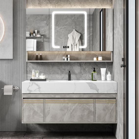 Modern Light Luxury Rock Plate Integrated Basin Bathroom Cabinet Wash Basin Washstand Combination Bathroom Cabinet