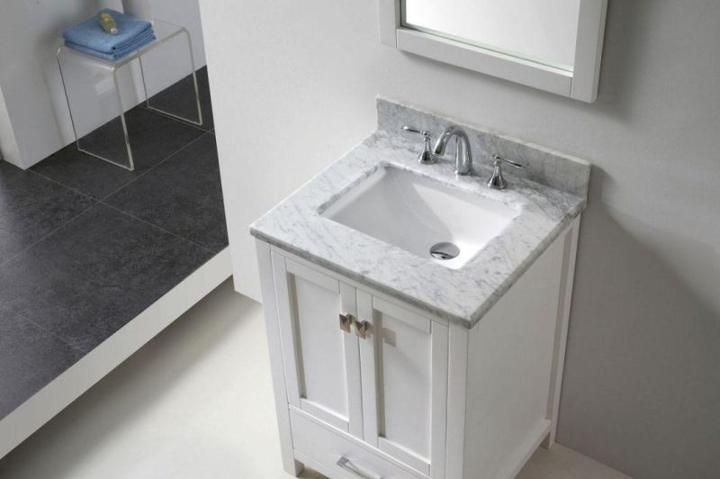 24 Inch White Solid Wood Bathroom Cabinet Free Standing Vanity