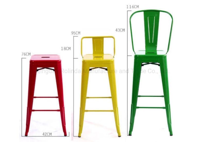 Industrial Design Stools with Back Rests Modern Stackable Restaurant Cafe Bar Chair Metal Tolix Dining Chair Tolix Stool with Small Backrest Pauchard Style