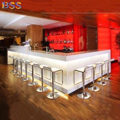 Hotel Bar LED Light White Bar Counter Design Image