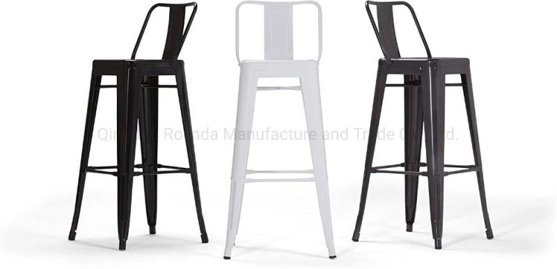 Industrial Design Stools with Back Rests Modern Stackable Restaurant Cafe Bar Chair Metal Tolix Dining Chair Tolix Stool with Small Backrest Pauchard Style