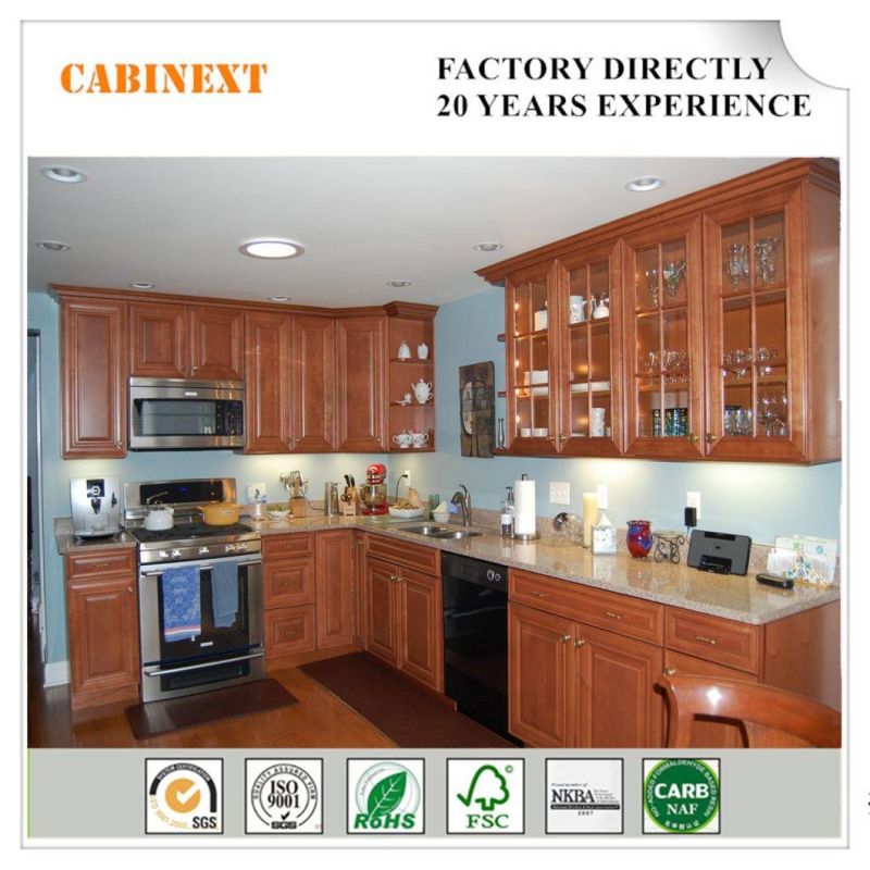 Customized Plywood Cabinext Kd (Flat-Packed) Wood Furniture White Shaker Kitchen Cabinets