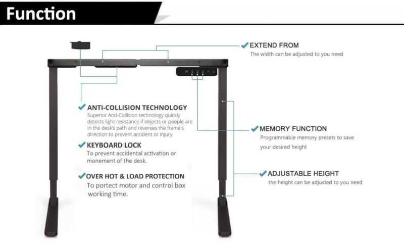 Zero Defect Durable Sit Standing up Electric Desk in High Efficiency