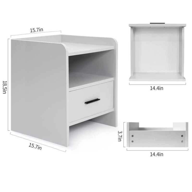 Grey Nightstand Modern Bedside Table Nightstands with Drawers for Bedroom