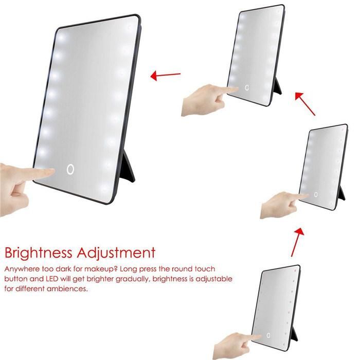 Operated Stand Tabletop Touch Screen LED Mirrors Women Makeup Mirror