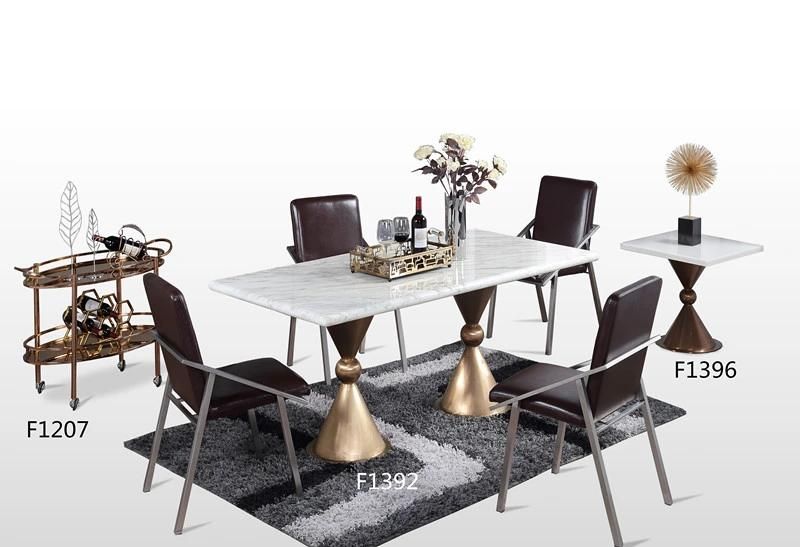 Simple Modern 4 Chairs Meta Frame Dining Table Set with Glass Top Round