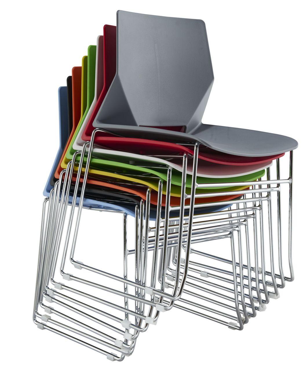 Stackable Plastic Seat Events Furniture Canteen Chair with Steel Leg