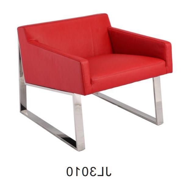 Red Leather Office Reception Chair Hotel Lobby Chairs with Stainless Steel Legs Chrome