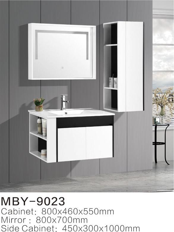 PVC Bathroom Cabinet with Ceramic Basin and Mirror Sets