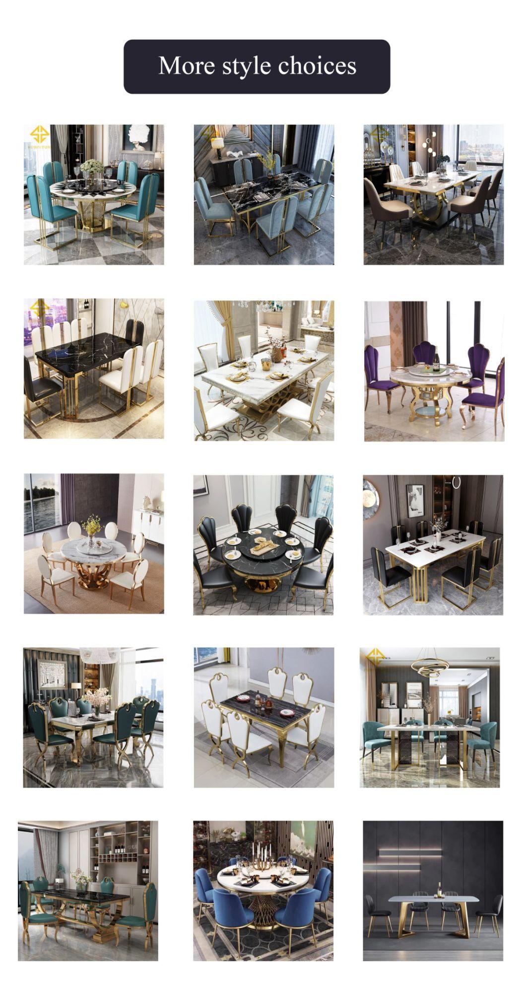 Luxury Furniture Royal Banquet Chair Stainless Steel Dining Chairs Gold Wedding Chair for Hotel