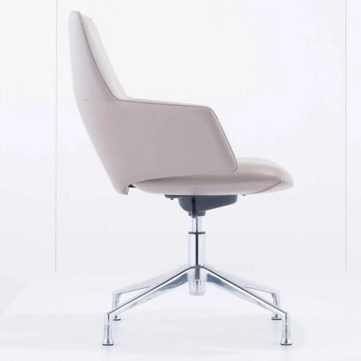 Modern Medium Back Ergonomic Rotary Leather Upholstery Office Stuff Chair