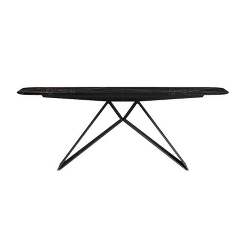 Dining Room Furniture Modern Luxury Carbon Steel Leg Marble Stone Top Dining Tables