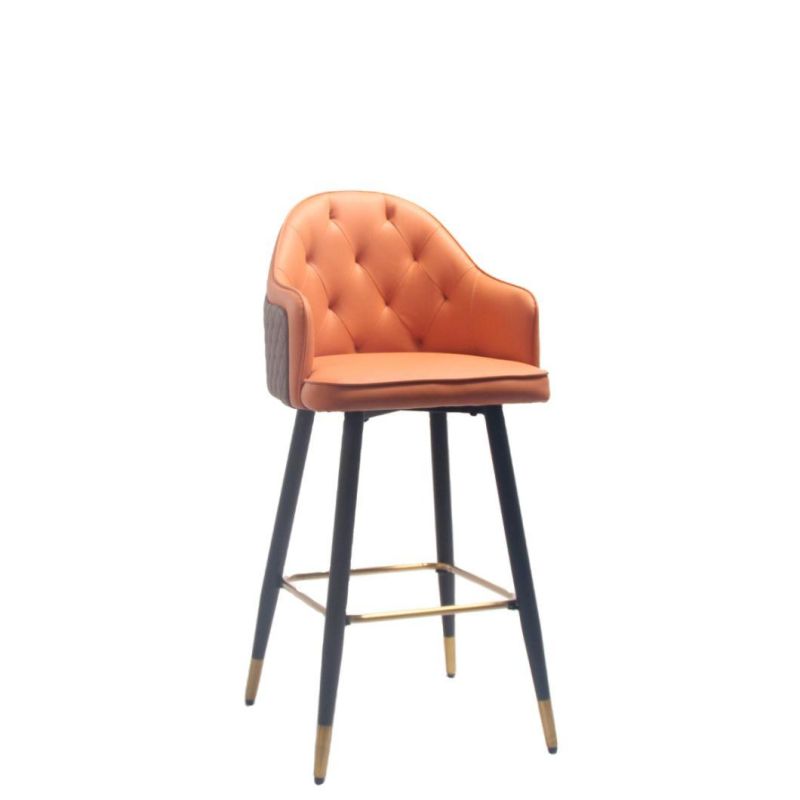 Best Quality Bar Chair Modern High Stool Island Bar Chair Orange Bar Stool with Comfortable Backrest