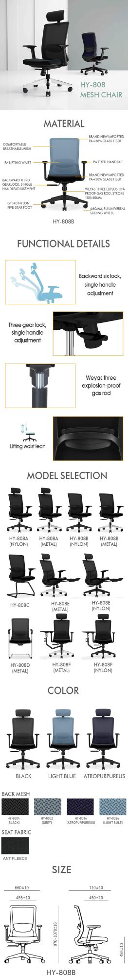 Mesh Conference Ergonomics Office Chair with Wheels