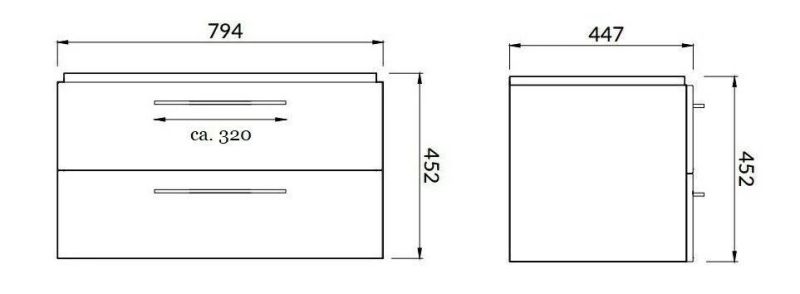 Bathroom Furniture Washbasin Ceramic 80 Cm Vanity Unit Drawer White Lm