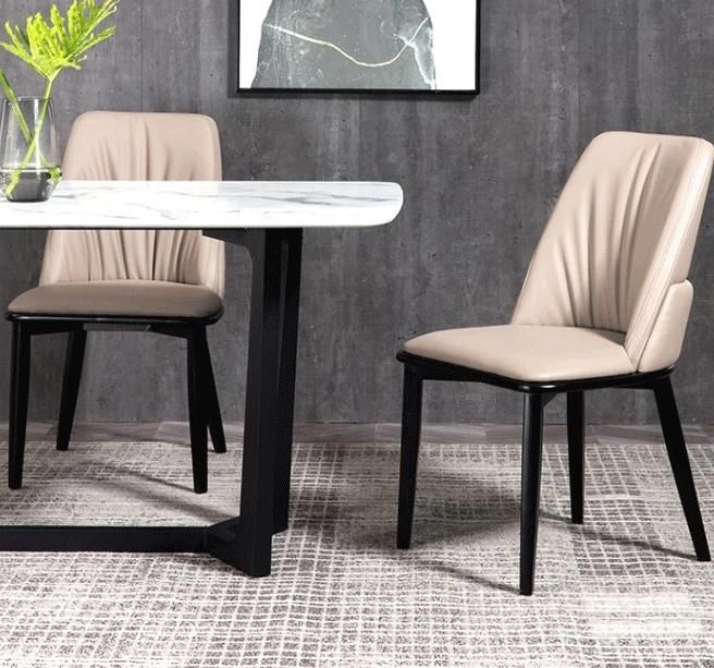 Modern Nordic Furniture Hardware Leather Steel Base Dining Chairs