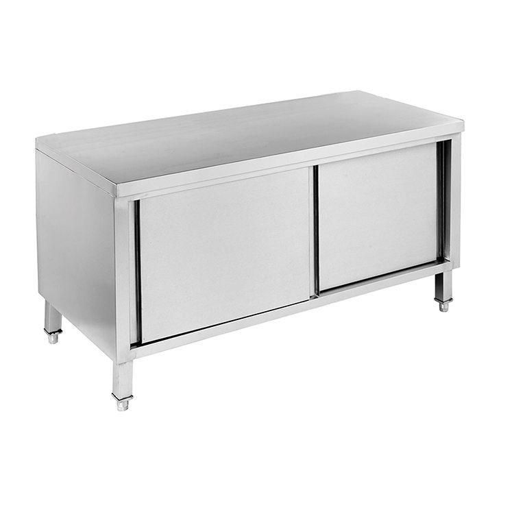 Kitchen Stainless Steel Cupboard Storage Cabinet with Sliding Doors